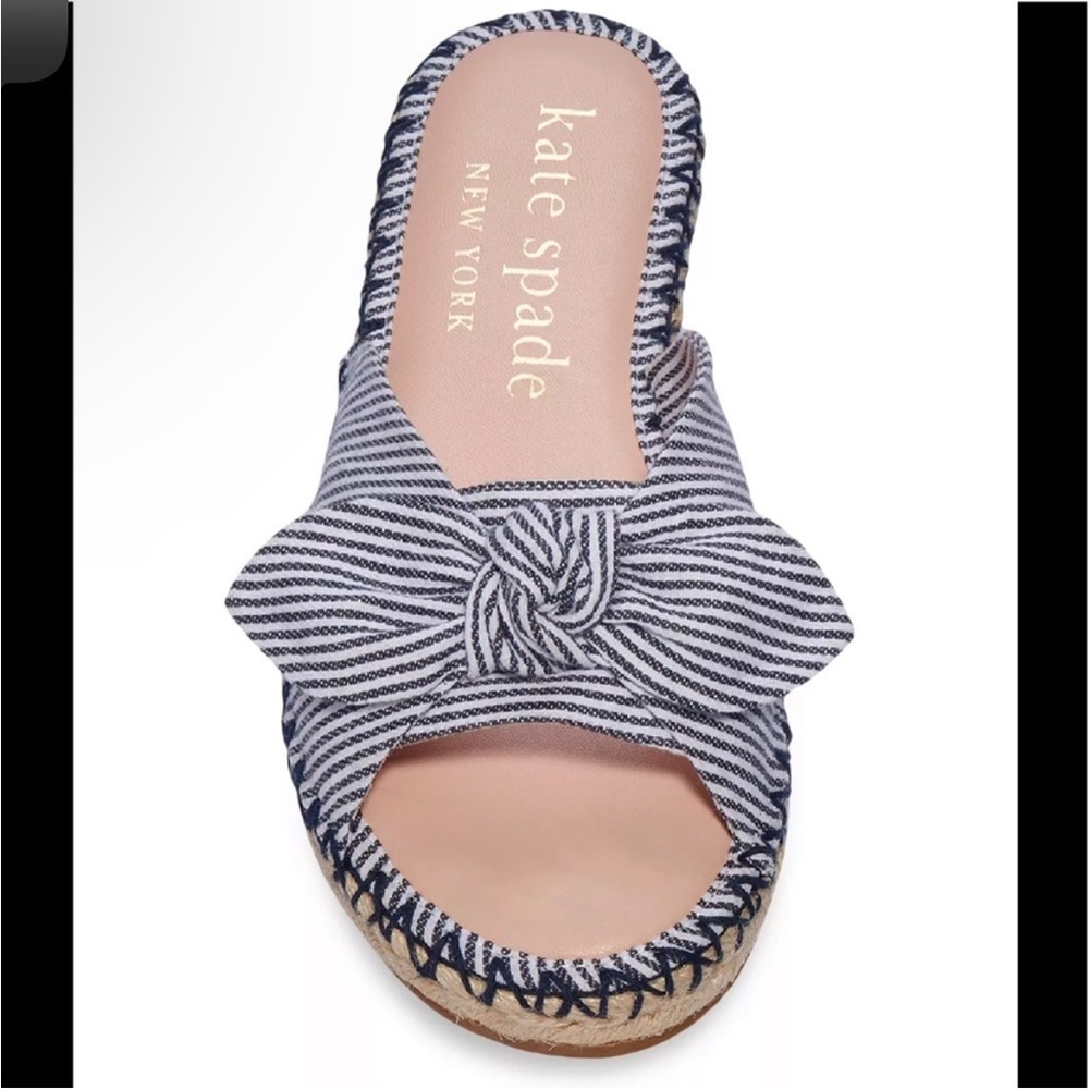 NWT Kate Spade Saltie Shore Canvas Blue Stripe Espadrille Sandals size 8.5